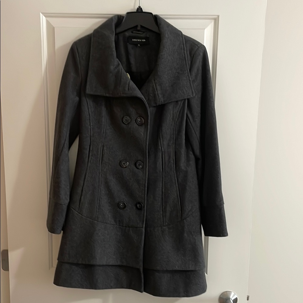Jones New York Gray Double-Breasted Coat
